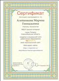 Сертификат Алейниковой М.Г. о создании в социальной сети работников образования своего персонального сайта, 2013
